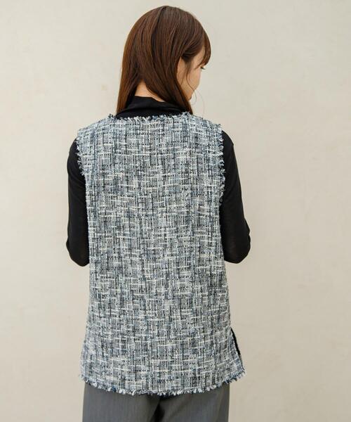 URBAN RESEARCH Sonny Label（アーバンリサーチサニーレーベル）の「『WEB/一部店舗限定』ツイードVネックベスト（ベスト・レディース・ベージュ/ブラック・FREE）」の6枚目の写真
