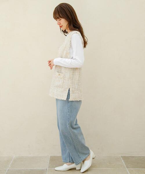 URBAN RESEARCH Sonny Label（アーバンリサーチサニーレーベル）の「『WEB/一部店舗限定』ツイードVネックベスト（ベスト・レディース・ベージュ/ブラック・FREE）」の21枚目の写真