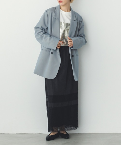 hunch（ハンチ）の「ポリツイル ダブルジャケット（テーラードジャケット・レディース・ライトブルーグレー/サンドベージュ/ブラック・FREE）」の13枚目の写真