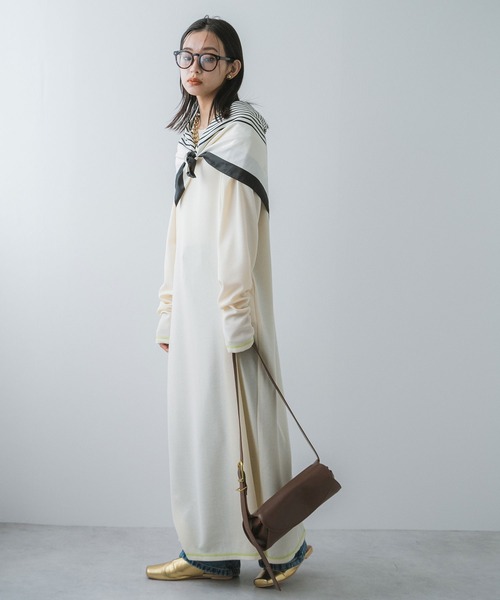 bohmal（ボマール）の「ワッフルボリュームマキシワンピース（ワンピース・レディース・ブルー/チャコールグレー/グレー/ブラック/アイボリー/ライム/ピンク・MEDIUM/TALL/MEDIUM）」の2枚目の写真