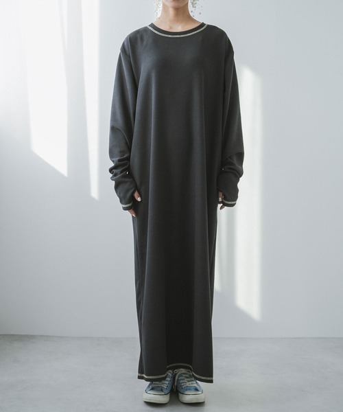 bohmal（ボマール）の「ワッフルボリュームマキシワンピース（ワンピース・レディース・ブルー/チャコールグレー/グレー/ブラック/アイボリー/ライム/ピンク・MEDIUM/TALL/MEDIUM）」の12枚目の写真