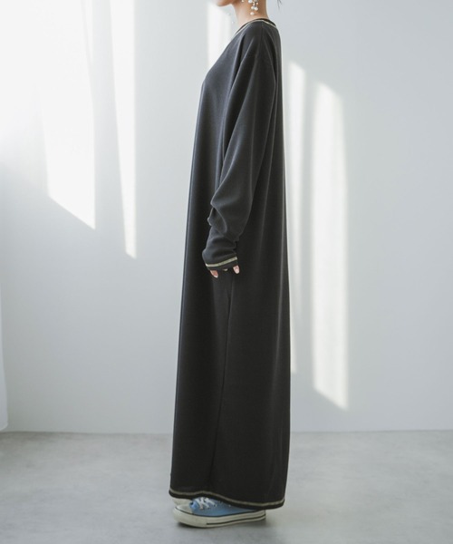 bohmal（ボマール）の「ワッフルボリュームマキシワンピース（ワンピース・レディース・ブルー/チャコールグレー/グレー/ブラック/アイボリー/ライム/ピンク・MEDIUM/TALL/MEDIUM）」の14枚目の写真