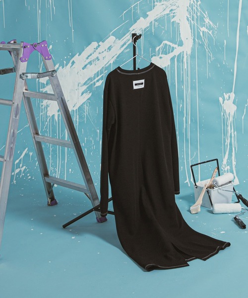 bohmal（ボマール）の「ワッフルボリュームマキシワンピース（ワンピース・レディース・ブルー/チャコールグレー/グレー/ブラック/アイボリー/ライム/ピンク・MEDIUM/TALL/MEDIUM）」の10枚目の写真