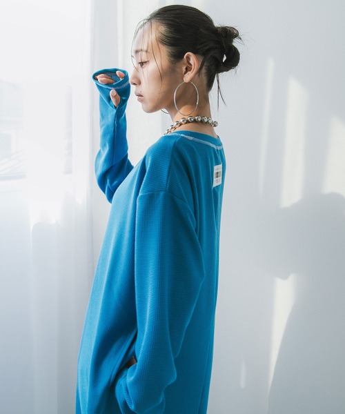 bohmal（ボマール）の「ワッフルボリュームマキシワンピース（ワンピース・レディース・ブルー/チャコールグレー/グレー/ブラック/アイボリー/ライム/ピンク・MEDIUM/TALL/MEDIUM）」の22枚目の写真