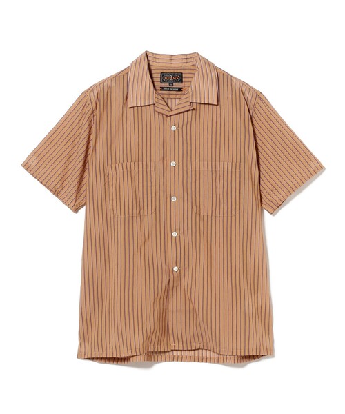 【極美品】BEAMS PLUS ストライプ柄 半袖 プルオーバー シャツ L 極美品】BEAMS PLUS ストライプ柄 半袖 プルオーバー シャツ L