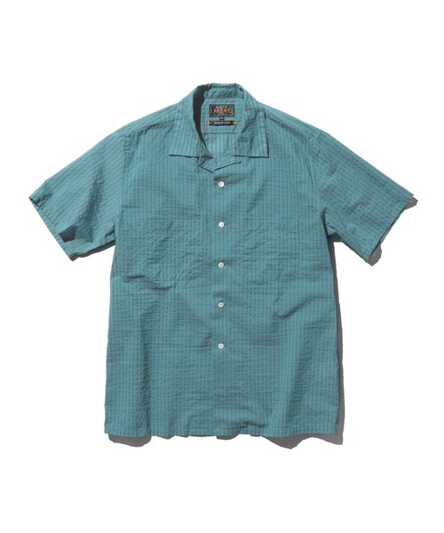 BEAMS PLUS(ビームスプラス)の「バンピー ストライプ オープンカラー シャツ(シャツ/ブラウス・メンズ・オレンジ/ブルー・XL/M/L)」の7枚目の写真