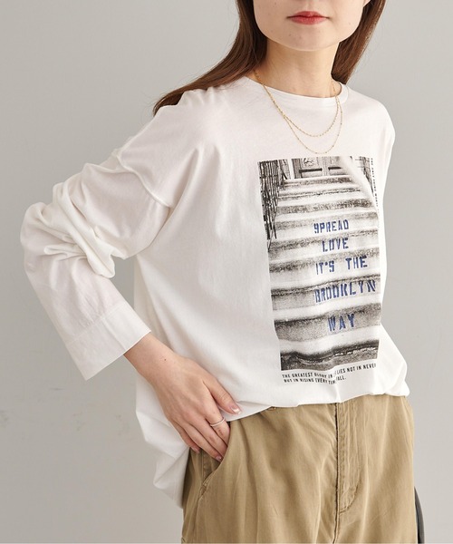 セール】コットンガーゼフォトプリントカットソー（Tシャツ