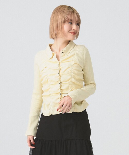 Ray BEAMS(レイビームス)の「リブ シャーリング シャツ(シャツ/ブラウス・レディース・ライトグレー/クリーム・ONE SIZE)」の9枚目の写真