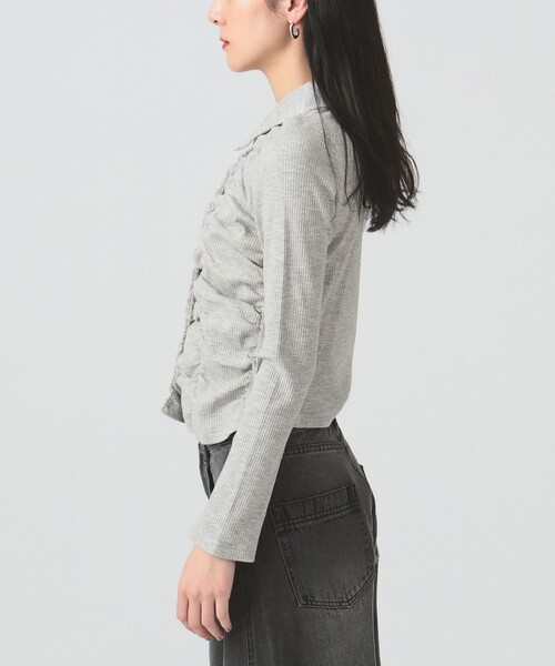 Ray BEAMS(レイビームス)の「リブ シャーリング シャツ(シャツ/ブラウス・レディース・ライトグレー/クリーム・ONE SIZE)」の12枚目の写真