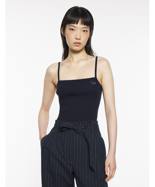 Maison Kitsune(メゾンキツネ)の「BABY FOX PATCH FINE RIB CROPPED TOP(その他トップス・レディース・ネイビー・XS/S/M/L/XL)」の4枚目の写真