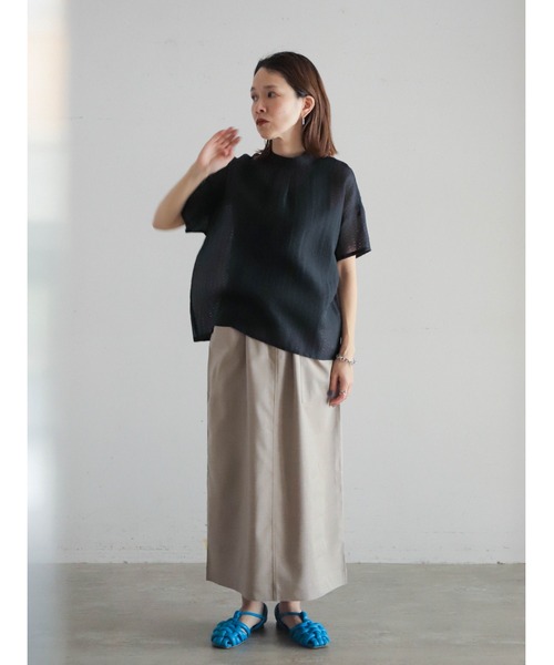 FIL DE FER(フィルデフェール)の「ハシゴストライプ スタンドネックブラウス(シャツ/ブラウス・レディース・ホワイト/サックスブルー/ブラック・FREE)」の9枚目の写真