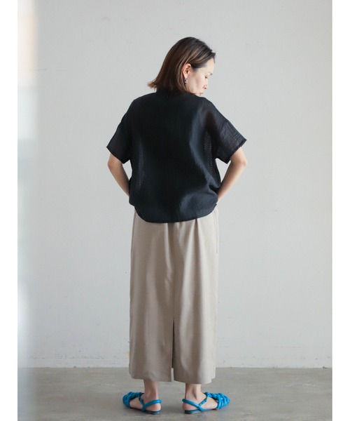 FIL DE FER(フィルデフェール)の「ハシゴストライプ スタンドネックブラウス(シャツ/ブラウス・レディース・ホワイト/サックスブルー/ブラック・FREE)」の11枚目の写真