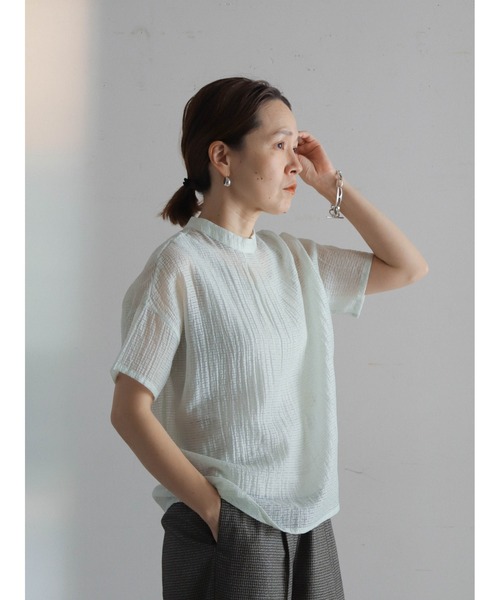 FIL DE FER(フィルデフェール)の「ハシゴストライプ スタンドネックブラウス(シャツ/ブラウス・レディース・ホワイト/サックスブルー/ブラック・FREE)」の21枚目の写真