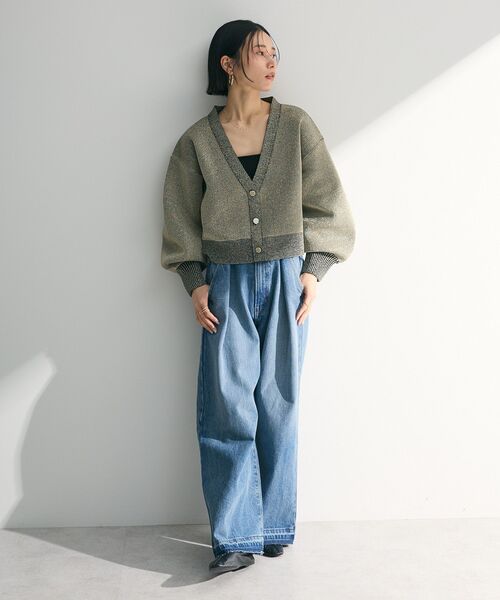 ELENCARE DUE（エレンカーレデュエ）の「・ELENCARE DUE ラメVネックカーディガン（カーディガン/ボレロ・レディース・アイボリー/ミント/グレイッシュベージュ/ブラック・FREE）」の5枚目の写真