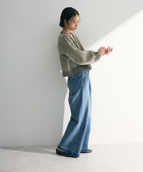 ELENCARE DUE（エレンカーレデュエ）の「・ELENCARE DUE ラメVネックカーディガン（カーディガン/ボレロ・レディース・アイボリー/ミント/グレイッシュベージュ/ブラック・FREE）」の6枚目の写真