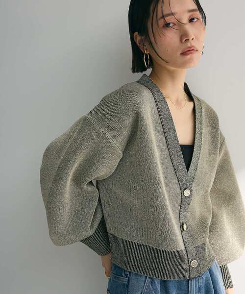 ELENCARE DUE（エレンカーレデュエ）の「・ELENCARE DUE ラメVネックカーディガン（カーディガン/ボレロ・レディース・アイボリー/ミント/グレイッシュベージュ/ブラック・FREE）」の9枚目の写真