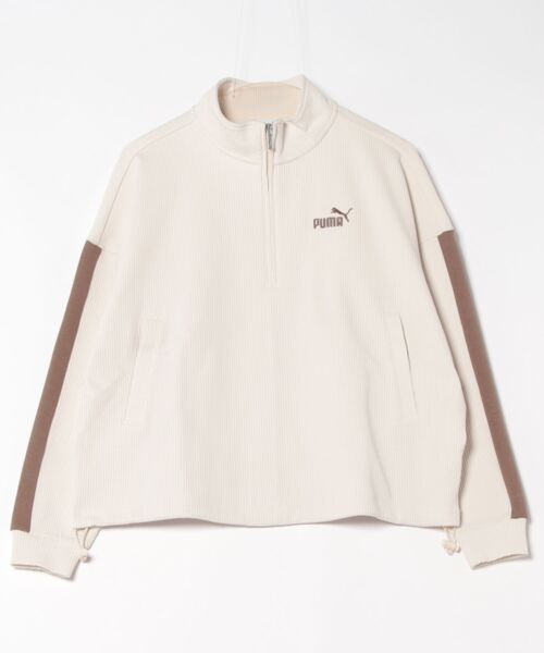 PUMA（プーマ）の「《PUMA》CORE HERITAGE ﾜｯﾌﾙ ﾄﾗｯｸ ﾊｰﾌｼﾞｯﾌﾟ（その他アウター・レディース・ライトブルー/ベージュ系・L/M/S/XL）」の2枚目の写真