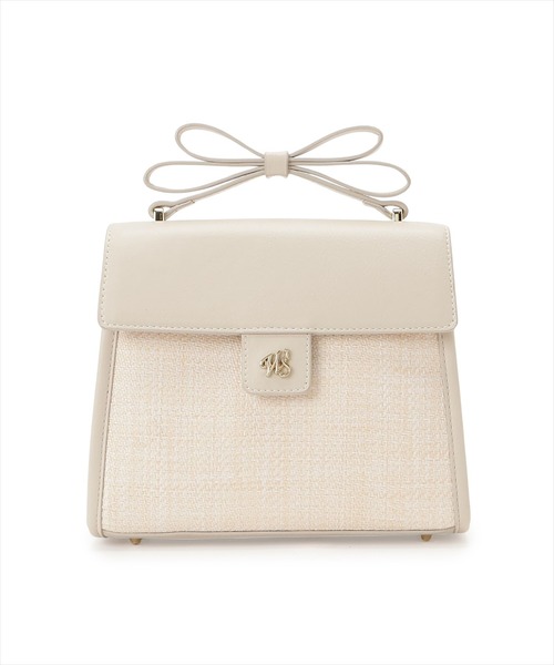 WILLSELECTION（ウィルセレクション）の「リボンハンドル雑材コンビバッグ（ショルダーバッグ・レディース・ベージュ/ピンク/ダークブラウン・FREE）」の2枚目の写真