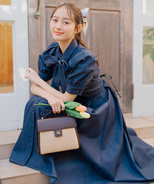 WILLSELECTION（ウィルセレクション）の「リボンハンドル雑材コンビバッグ（ショルダーバッグ・レディース・ベージュ/ピンク/ダークブラウン・FREE）」の22枚目の写真