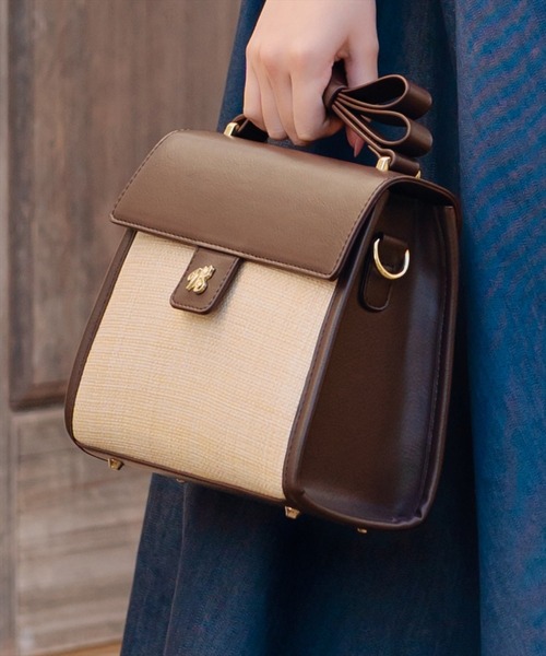 WILLSELECTION（ウィルセレクション）の「リボンハンドル雑材コンビバッグ（ショルダーバッグ・レディース・ベージュ/ピンク/ダークブラウン・FREE）」の11枚目の写真