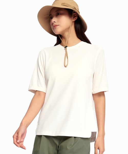 AIGLE(エーグル)の「UVカット 接触冷感 速乾 サイドスリット ショートスリーブ 半袖Tシャツ(Tシャツ/カットソー・レディース・パープル/ライトグリーン/ホワイト・S/L/M)」の2枚目の写真