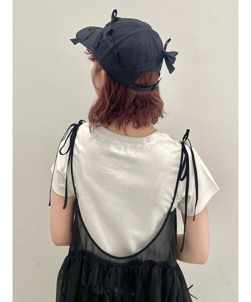 merry jenny（メリージェニー）の「ribbon ribbon cap（キャップ・レディース・ブラック/ベージュ・FREE）」の9枚目の写真