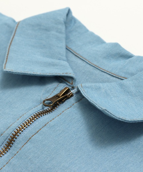 JAM & LINK（ジャムアンドリンク）の「ダンガリーハーフジップシャツ（シャツ/ブラウス・キッズ・サックスブルー/ブルー・100cm/160cm/150cm/140cm/130cm/120cm/110cm）」の5枚目の写真