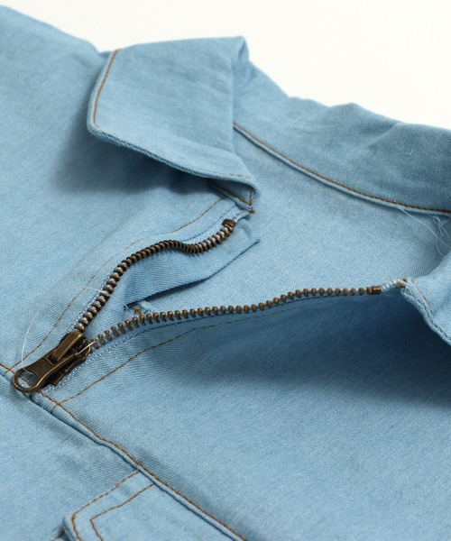 JAM & LINK（ジャムアンドリンク）の「ダンガリーハーフジップシャツ（シャツ/ブラウス・キッズ・サックスブルー/ブルー・100cm/160cm/150cm/140cm/130cm/120cm/110cm）」の6枚目の写真