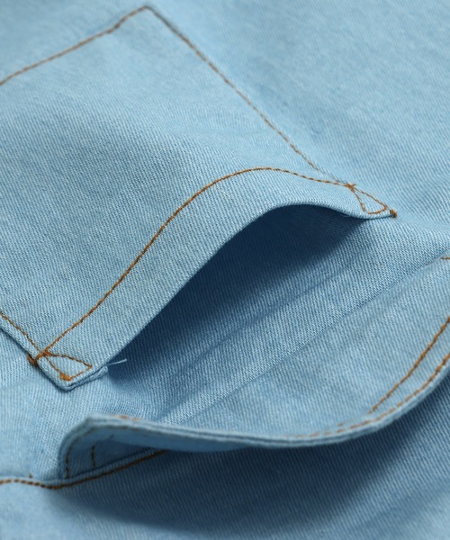 JAM & LINK（ジャムアンドリンク）の「ダンガリーハーフジップシャツ（シャツ/ブラウス・キッズ・サックスブルー/ブルー・100cm/160cm/150cm/140cm/130cm/120cm/110cm）」の7枚目の写真