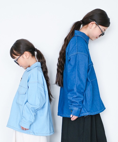 JAM & LINK（ジャムアンドリンク）の「ダンガリーハーフジップシャツ（シャツ/ブラウス・キッズ・サックスブルー/ブルー・100cm/160cm/150cm/140cm/130cm/120cm/110cm）」の18枚目の写真