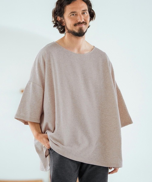 Magine(マージン)の「mt9600-Mini Sweat Fabric Boat Neck Pullover ボートネックTシャツ(Tシャツ/カットソー・メンズ・ブラック/ブラウン系その他/ベージュ系その他・44/46/48)」の1枚目の写真