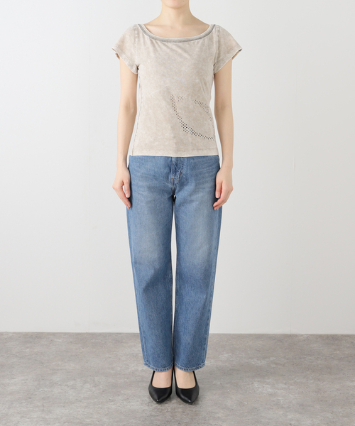 MSCHF（ミスチーフ）の「【Geek Office / ギークオフィス】MSCHF / ミスチーフ ブリーチ ワイド ネック T（Tシャツ/カットソー・レディース・ベージュ/レッド/ブラック・SMALL）」の6枚目の写真