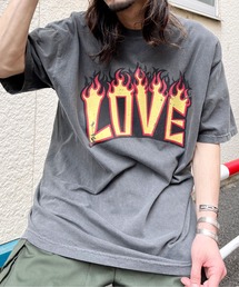 【MODISH GAZE】LOVEロゴプリント ピグメント加工 ビッグシルエットTシャツ