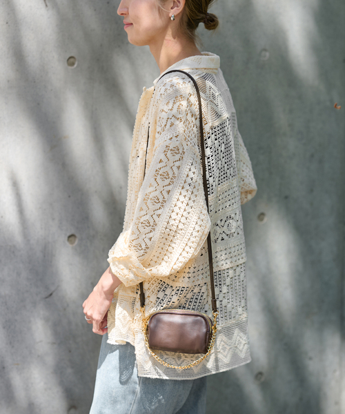 ≪追加≫アンティークレースオープンカラーシャツ（シャツ/ブラウス