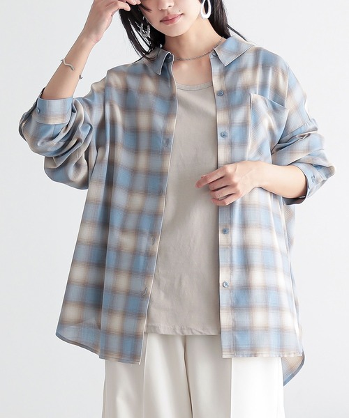 n'OrLABEL(ノアールレーベル)の「『オンブレーチェックシャツ』(シャツ/ブラウス・レディース・グリーン/ブルー/イエロー・FREE)」の3枚目の写真