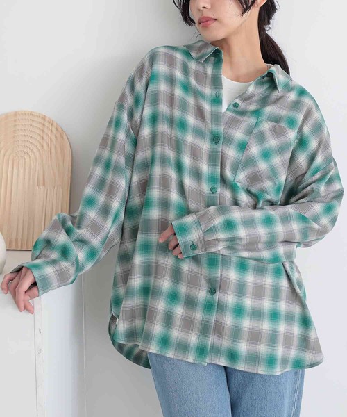 n'OrLABEL(ノアールレーベル)の「『オンブレーチェックシャツ』(シャツ/ブラウス・レディース・グリーン/ブルー/イエロー・FREE)」の2枚目の写真