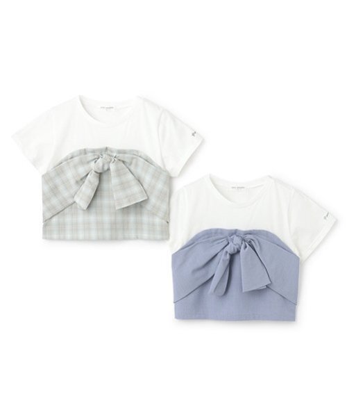 pom ponette junior（ポンポネットジュニア）の「【ニコ☆プチ掲載】リボンビスチェTシャツ（Tシャツ/カットソー・キッズ・ブルー/ブルーグレー・LL(165cm)/L:160cm/S:140cm/M:150cm）」の16枚目の写真
