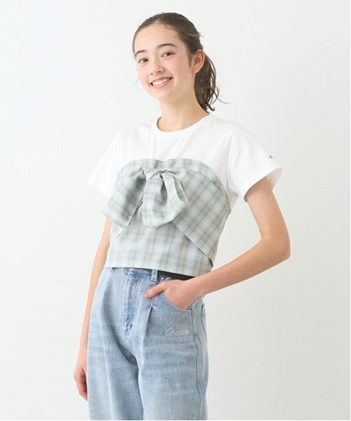 pom ponette junior（ポンポネットジュニア）の「【ニコ☆プチ掲載】リボンビスチェTシャツ（Tシャツ/カットソー・キッズ・ブルー/ブルーグレー・LL(165cm)/L:160cm/S:140cm/M:150cm）」の18枚目の写真