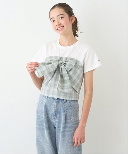pom ponette junior（ポンポネットジュニア）の「【ニコ☆プチ掲載】リボンビスチェTシャツ（Tシャツ/カットソー・キッズ・ブルー/ブルーグレー・LL(165cm)/L:160cm/S:140cm/M:150cm）」の19枚目の写真