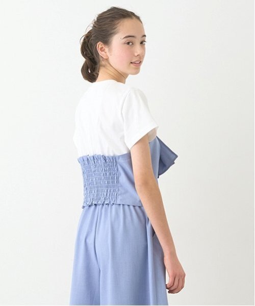 pom ponette junior（ポンポネットジュニア）の「【ニコ☆プチ掲載】リボンビスチェTシャツ（Tシャツ/カットソー・キッズ・ブルー/ブルーグレー・LL(165cm)/L:160cm/S:140cm/M:150cm）」の5枚目の写真