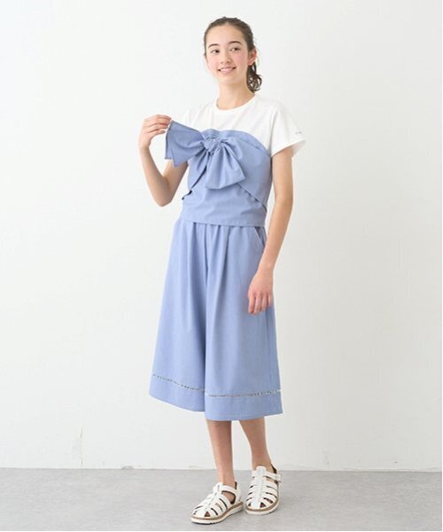 pom ponette junior（ポンポネットジュニア）の「【ニコ☆プチ掲載】リボンビスチェTシャツ（Tシャツ/カットソー・キッズ・ブルー/ブルーグレー・LL(165cm)/L:160cm/S:140cm/M:150cm）」の6枚目の写真