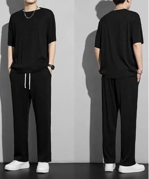 NEW GENTLEMAN(ニュージェントルマン)の「【2点SET】スムーステック セットアップ Tシャツ&イージーパンツ(Tシャツ/カットソー・メンズ・ブラウン/ライトグレー/ブラック/ネイビー・XL/L/M)」の17枚目の写真