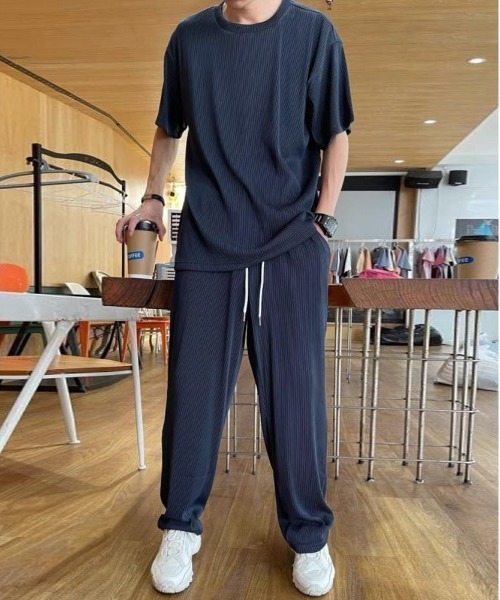 NEW GENTLEMAN(ニュージェントルマン)の「【2点SET】スムーステック セットアップ Tシャツ&イージーパンツ(Tシャツ/カットソー・メンズ・ブラウン/ライトグレー/ブラック/ネイビー・XL/L/M)」の7枚目の写真