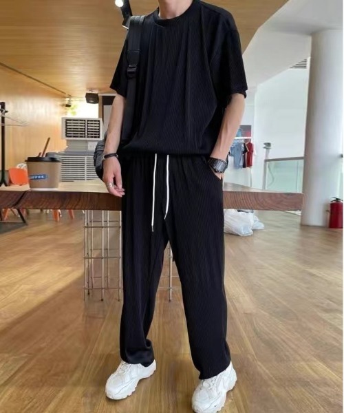 NEW GENTLEMAN(ニュージェントルマン)の「【2点SET】スムーステック セットアップ Tシャツ&イージーパンツ(Tシャツ/カットソー・メンズ・ブラウン/ライトグレー/ブラック/ネイビー・XL/L/M)」の19枚目の写真