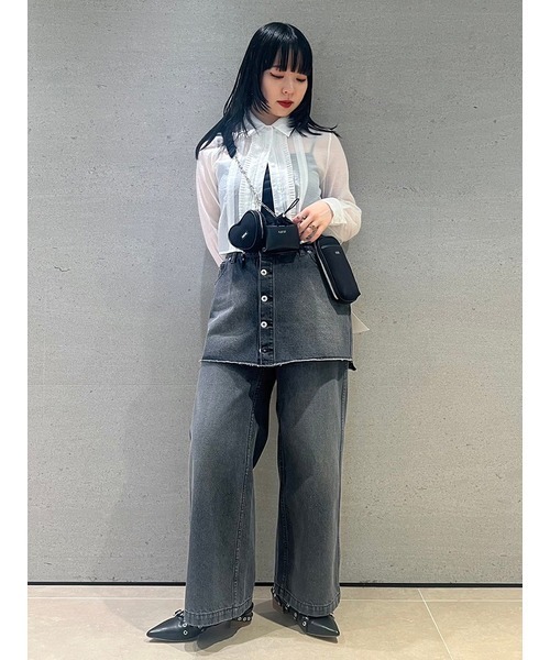 FURFUR(ファーファー)の「ビジュー付きシアークロップドシャツ(シャツ/ブラウス・レディース・サックスブルー/ブラック/ピンク/ホワイト・FREE)」の17枚目の写真