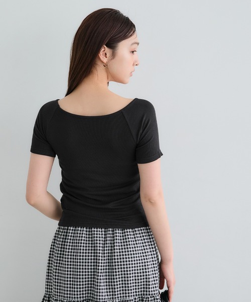 coca(coca)(コカ)の「【WEB限定セール】リブギャザートップス(Tシャツ/カットソー・レディース・チャコール/ブラック・S/L/M)」の6枚目の写真