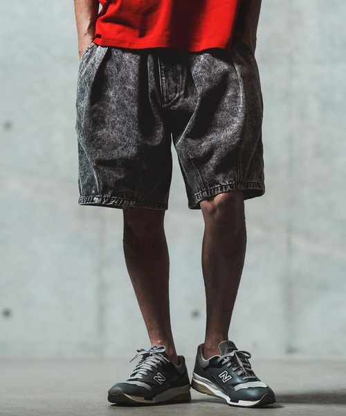 mp13555- Chemical wash denim shorts デニムショートパンツ（デニム