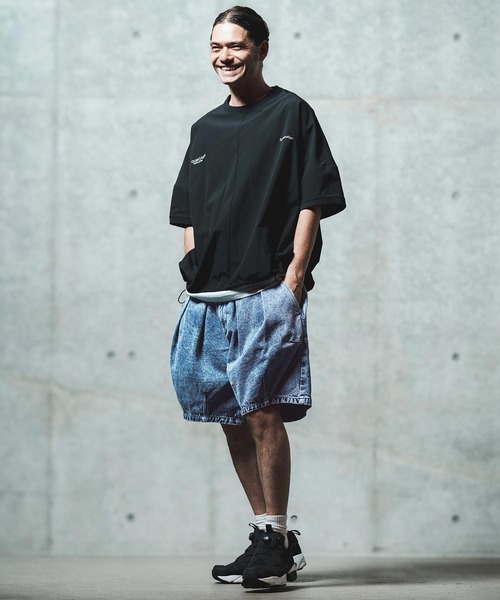 GLIMCLAP(グリムクラップ)の「mp13555- Chemical wash denim shorts デニムショートパンツ(デニムパンツ・メンズ・ブラック/インディゴブルー・S/M/L)」の8枚目の写真