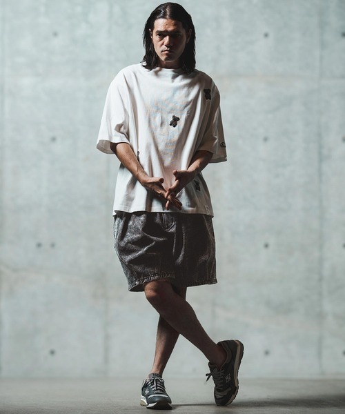 GLIMCLAP(グリムクラップ)の「mp13555- Chemical wash denim shorts デニムショートパンツ(デニムパンツ・メンズ・ブラック/インディゴブルー・S/M/L)」の17枚目の写真