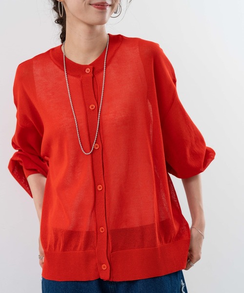 refinedworks（リファインドワークス）の「【refinedworks】シアー 感が 大人可愛い カーディガン（カーディガン/ボレロ・レディース・ホワイト/ブラック/レッド・FREE）」の3枚目の写真